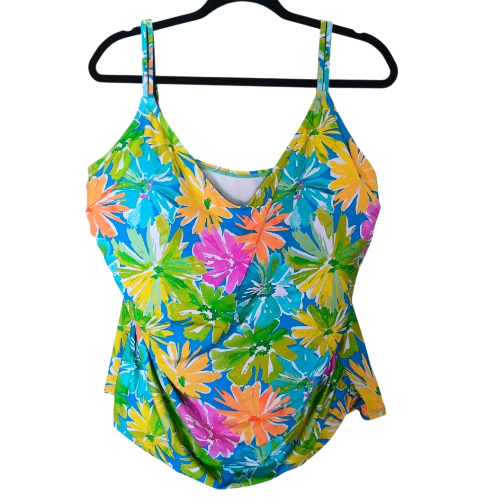 Bleu Swim Top‎ Tankini Women's Multi Floral Size 22W New With Tags